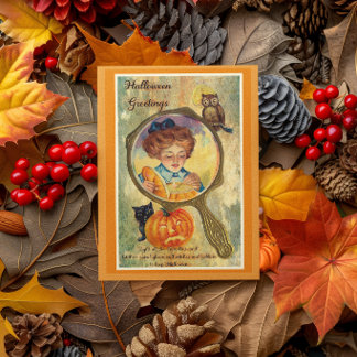 Oude vrouw Halloween, Pompoen en Uil Kaart