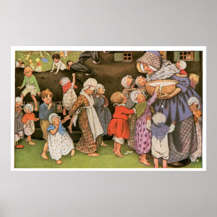 Oude vrouw in de schoen poster