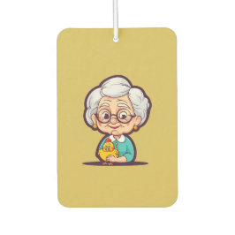 Oude vrouw met kip luchtverfrisser