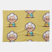 Oude vrouw met kip theedoek (Horizontaal)