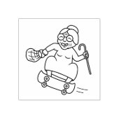 Oude vrouw Skateboarden Rubberstempel (Afrduk)