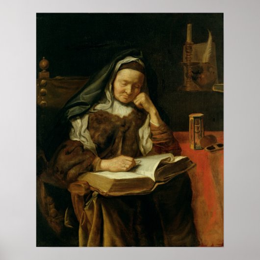 Oude vrouw slaapt poster (Voorkant)