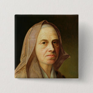 Oude vrouw vierkante button 5,1 cm