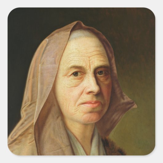 Oude vrouw vierkante sticker (Voorkant)