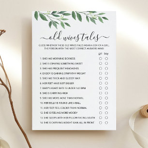Oude vrouwen Tales Spel Baby shower partij Kaart
