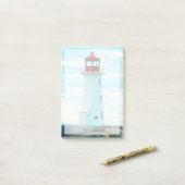 Oude vuurtoren, blauwe zee, maritiem, autisch post-it® notes (Op bureau)