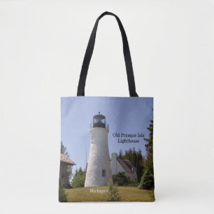 Oude vuurtoren van Presque Isle over de hele canva Draagtas