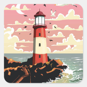Oude Vuurtoren Vierkante Sticker