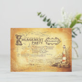 Oude vuurtoren zeilvaart bruiloft feest kaart (Staand voorkant)