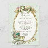 Oude Wagen Ivoor Mint Goud Rozen Gingham Kaart (Voorkant / Achterkant)