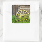 Oude wagon in een oude goudstad vierkante sticker (Tas)