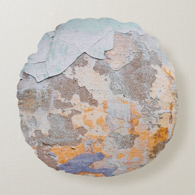 Oude Wallgrunge, abstract, oud, kunst, achtergrond Rond Kussen (Voorkant)