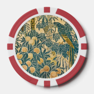 Oude Walter Crane Ara- en citrusvruchtkunst Poker Chips