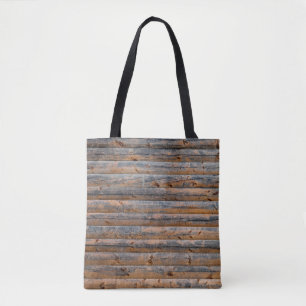 Oude wand van houten planken met scheuren. Beam ge Draagtas