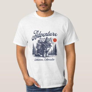 Oude Wandelaar Kat Avontuur Wacht Aangepaste Stad T-shirt