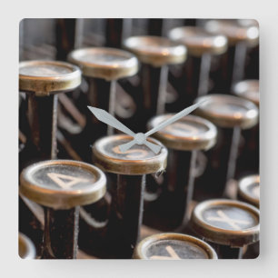 Oude wandklok voor schrijfmachines - Square Wall Vierkante Klok