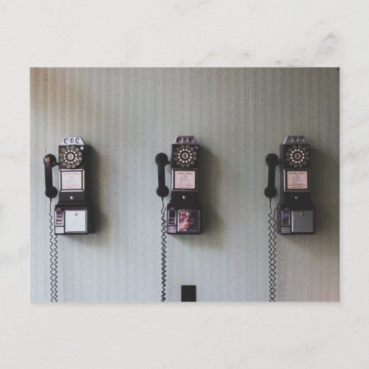 Oude wandtelefoon briefkaart (Voorkant)