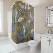 Oude wandtextuur met scheuren, achtergrond douchegordijn (In situ)