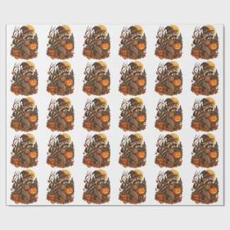 Oude Wasbeer Heks Halloween Pompoen Herfst Autumn Cadeaupapier