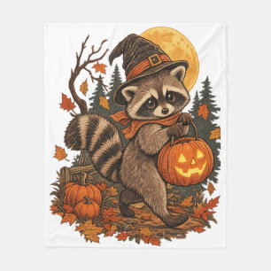 Oude Wasbeer Heks Halloween Pompoen Herfst Autumn Fleece Deken