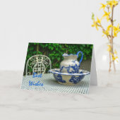 Oude waskan en wasbak kaart (Gele Bloem)