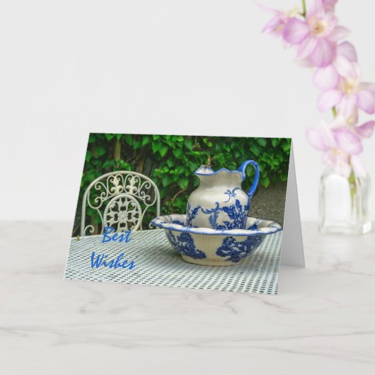 Oude waskom en wasbak kaart (Orchidee)