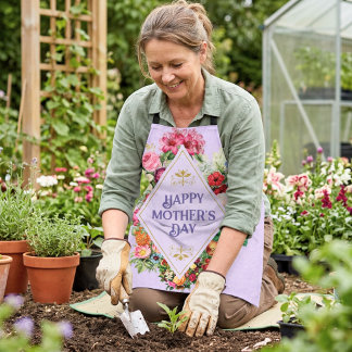 Oude waterverf bloemisterij tuin viooltje schort