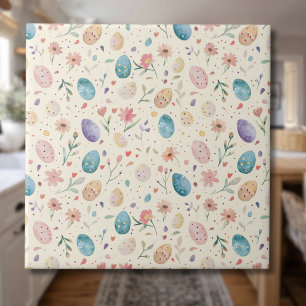 Oude waterverf Paasbloemen Bladeren Eieren Tegeltje