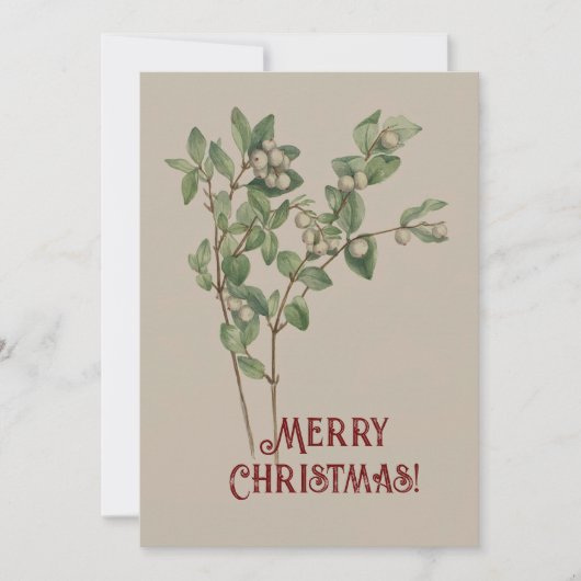 Oude waterverf Sneeuwbes Prettig Kerstfeest Feestdagenkaart (Voorkant)