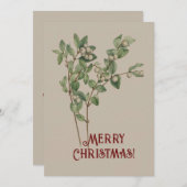 Oude waterverf Sneeuwbes Prettig Kerstfeest Feestdagenkaart (Voorkant / Achterkant)