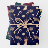 Oude waterverf sokken snoep dennenboom Kerstmis  Inpakpapier Vel (In situ)