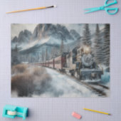 Oude waterverf trein in de winter tissuepapier (Craft)