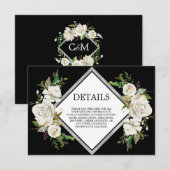 Oude waterverf zwart witte bloemen DETAILS Informatiekaartje (Voorkant / Achterkant)