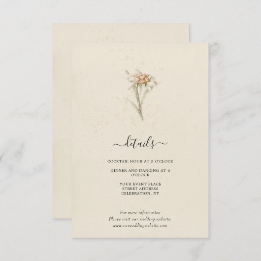 Oude waterverfomsluiting met wilde bloemen informatiekaartje (Voorkant / Achterkant)