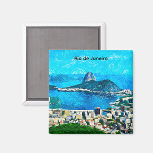 Oude waterverfschildering van Rio de Janeiro Magneet