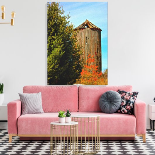 Oude weide Silo Wrapped Canvas (Insitu (Woonkamer))