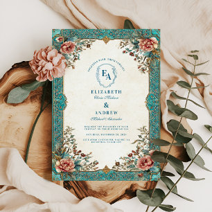 Oude Wereld Botanische Elegantie Huwelijk Kaart