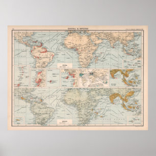 Oude Wereld Cacao & Specices Map (1907)  Poster