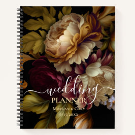 Oude Wereld Donkere Floral Bouquet Wedding Planner Notitieboek