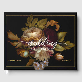 Oude Wereld Donkere Floral Wedding Gastenboek