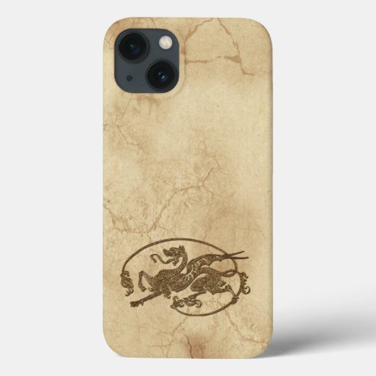 Oude Wereld Draak op Faux Parchment Case-Mate iPhone Case (Achterkant)