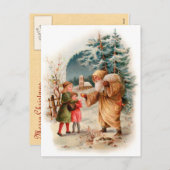 Oude Wereld Duitse Kerstman Feestdagenkaart (Voorkant / Achterkant)