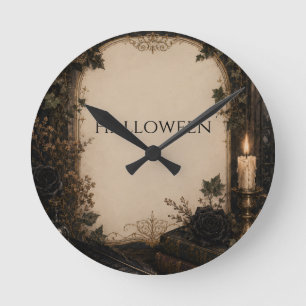 Oude Wereld Gotische Halloween Bourgondische Rozen Ronde Klok