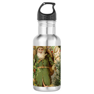 Oude Wereld Groene Kerstman Kerstcollage Antiek Waterfles