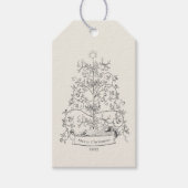 Oude Wereld Kerstboom Cadeaulabel (Voorkant)