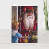 Oude Wereld Kerstman Groeten Feestdagen Kaart (Achterkant)