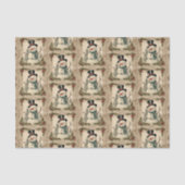 Oude Wereld Kerstmis Sneeuwman Tissuepapier (Voorkant)