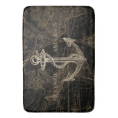 Oude Wereld Nautical Anchor Monogram Black Badmat (Voorkant Verticaal)