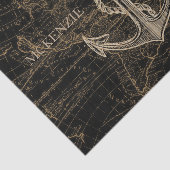 Oude Wereld Nautical Anchor Monogram Black Tissuepapier (Detail)