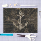 Oude Wereld Nautical Anchor Monogram Black Tissuepapier (Craft)